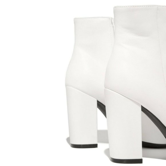 NEW🔥 White Block Chunky High Heel Ankle Booties Boots w/ Zip FREE PAIR SHOES - Picture 9 of 10